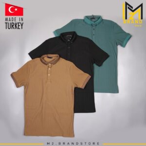 تيشيرت بولو رجالي M2 – خامة مضلعة، صناعة تركية فاخرة